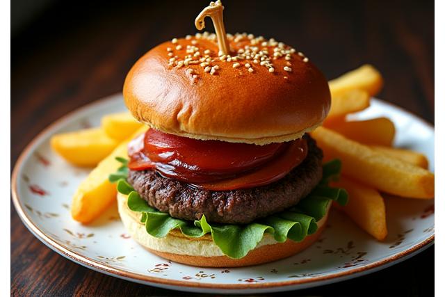 細部にまでこだわった美しいバーガーの盛り付け