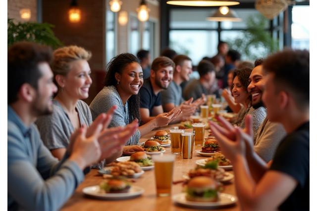 Kanrei Bitesで食事を楽しむ笑顔の顧客